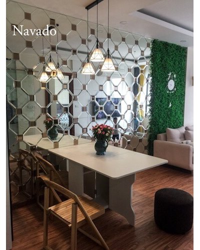 Gương ghép ô trang trí bàn ăn phòng khách Navado