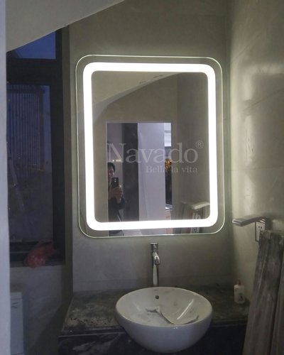 Gương nhà tắm led trắng bo góc KT 60x80cm